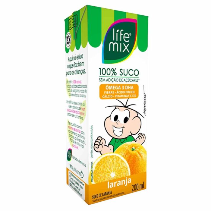 Suco Life Kids Laranja Sem Açúcar 200ml - 100% Suco com Ômega e Vitaminas