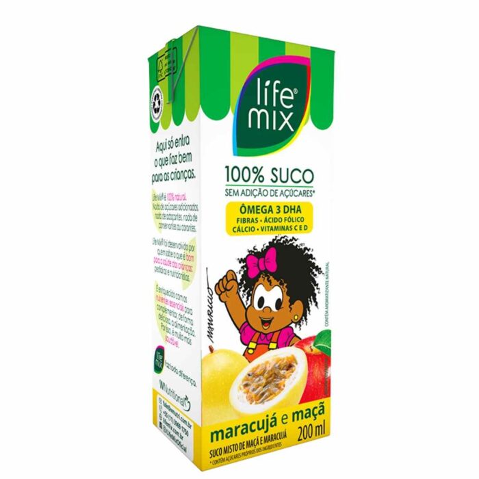 Suco Life Kids Maracujá Sem Açúcar 200ml - 100% Suco com Ômega e Vitaminas