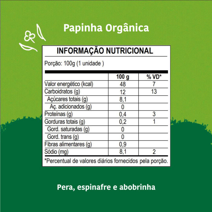 Papinha Orgânica Pera Espinafre e Abobrinha 100g - Papapa - Image 4