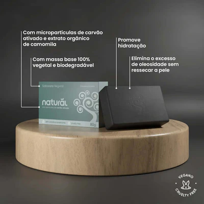 Sabonete em Barra Natural com Partículas de Carvão Ativado 80g - Orgânico Natural - Image 2