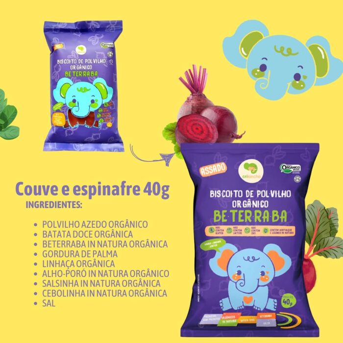 Biscoito de Polvilho Orgânico Beterraba Sem Alergênicos 20g - Crilancha - Image 2