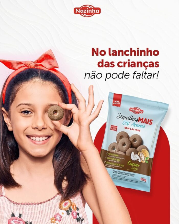 Sequilho de Cacau e Coco Sem Açúcar Sem Glúten e Sem Leite 120g - Nazinha - Image 4