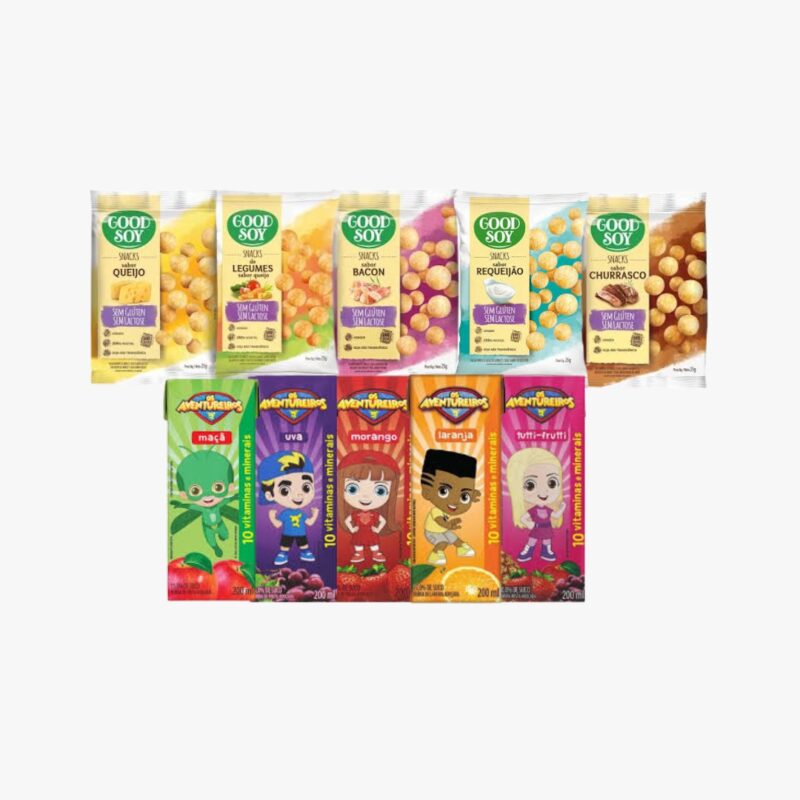 Combo Lanchinho Kids 10unid. ( 5unid. Snacks Goodsoy 25g e 5unid. Suco Aventureiros 200ml )