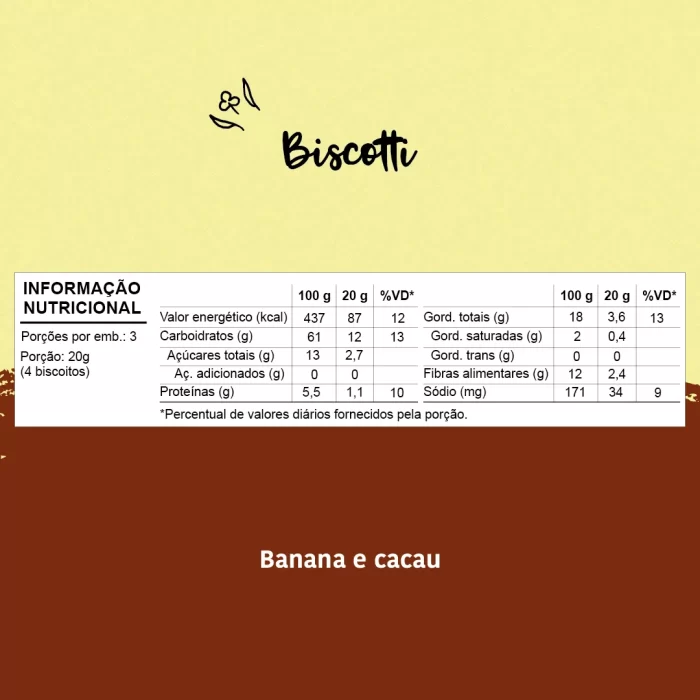 Biscotti de Banana e Cacau 60g - Papapá - Image 2