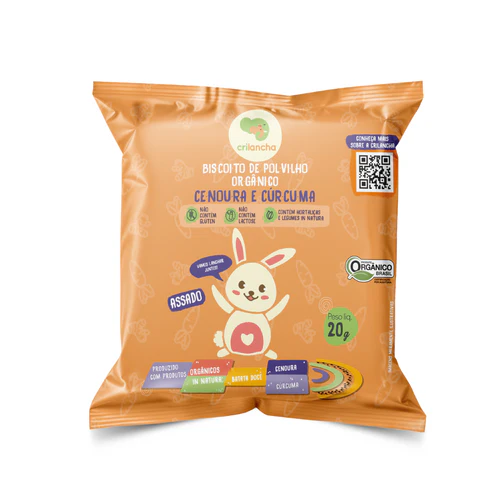 Biscoito de Polvilho Orgânico Cenoura e Cúrcuma Sem Alergênicos 20g – Crilancha