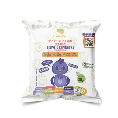 Biscoito de Polvilho Orgânico Couve e Espinafre Sem Alergênicos 20g – Crilancha