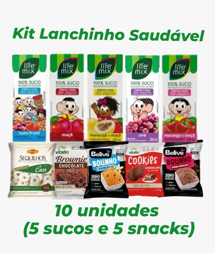 Kit Lanchinho Saudável 10 unidades - (5 sucos e 5 snacks)
