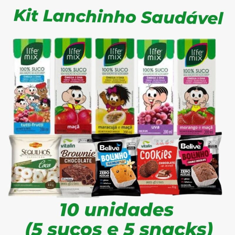 Kit Lanchinho Saudável 10 unidades - (5 sucos e 5 snacks)