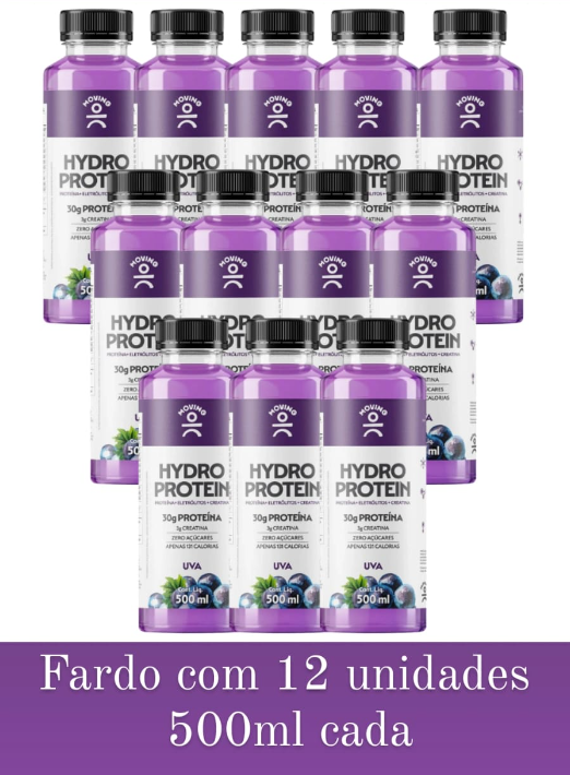 Bebida Proteica Hydro Isotônico Uva 30g proteína 3g creatina 500ml com 12unid. - Moving