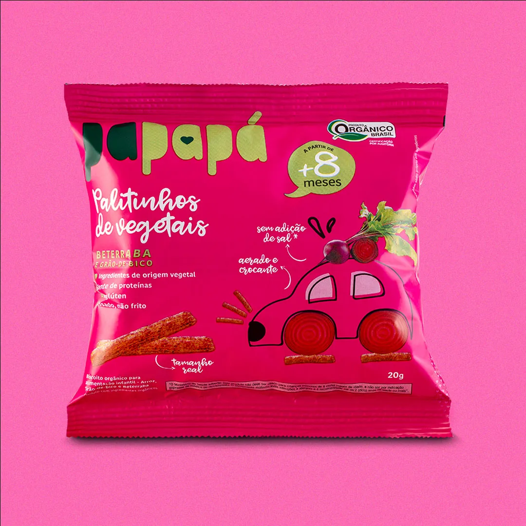Palitinhos de Vegetais de Beterraba Orgânico 20g - Papapá