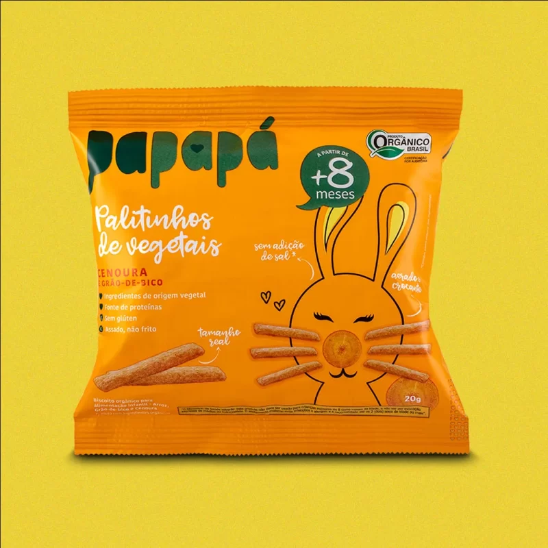 Palitinhos de Vegetais de Cenoura Orgânico 20g - Papapá