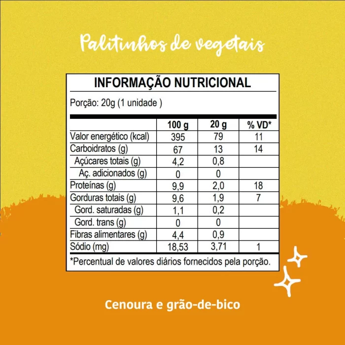 Palitinhos de Vegetais de Cenoura Orgânico 20g - Papapá - Image 2