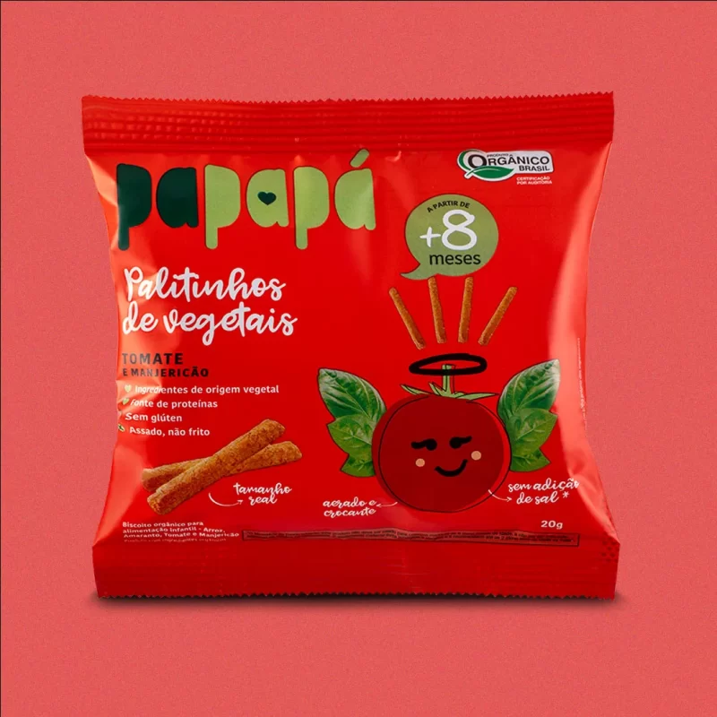Palitinhos de Vegetais de Tomate e Manjericão Orgânico 20g - Papapá